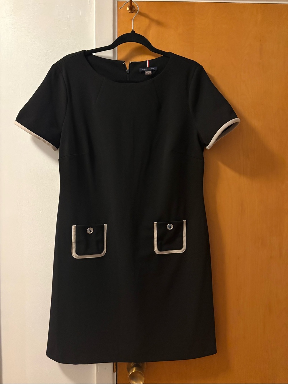 Tommy Hilfiger Black Shift Dress with Cream Trim